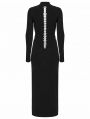 Black Sexy Gothic Skeleton Printed High Slit Long Dress
