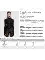 Black Sexy Gothic Cross Flocking Embroidery Long Sleeve T-Shirt for Women