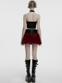 Black and Red Gothic Flame Tie-Dyed Fur Vest Top for Women