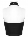 Black and Red Gothic Flame Tie-Dyed Fur Vest Top for Women