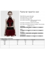 Black and Red Gothic Flame Tie-Dyed Fur Vest Top for Women