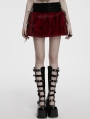 Black and Red Gothic Flame Tie-Dyed Fur A-Line Mini Skirt
