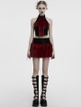 Black and Red Gothic Flame Tie-Dyed Fur A-Line Mini Skirt
