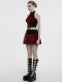 Black and Red Gothic Flame Tie-Dyed Fur A-Line Mini Skirt
