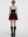 Black and Red Gothic Flame Tie-Dyed Fur A-Line Mini Skirt