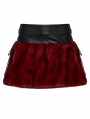 Black and Red Gothic Flame Tie-Dyed Fur A-Line Mini Skirt
