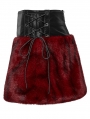 Black and Red Gothic Flame Tie-Dyed Fur A-Line Mini Skirt
