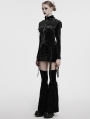 Black Gothic Two-Piece Set Fur Spliced Skirt with Leg Warmers