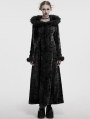 Black Gothic Wasteland Fur Hooded Long Coat for Women