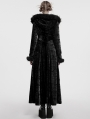 Black Gothic Wasteland Fur Hooded Long Coat for Women