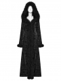 Black Gothic Wasteland Fur Hooded Long Coat for Women
