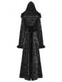Black Gothic Wasteland Fur Hooded Long Coat for Women