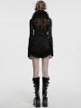 Black Gothic Detachable Fur Collar Denim Vest for Women