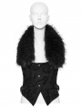 Black Gothic Detachable Fur Collar Denim Vest for Women