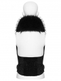 Black Gothic Detachable Fur Collar Denim Vest for Women