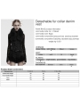 Black Gothic Detachable Fur Collar Denim Vest for Women