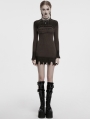 Coffee Gothic Decadent Lunar Eclipse Embroidered Knitted Short Dress