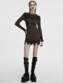 Coffee Gothic Decadent Lunar Eclipse Embroidered Knitted Short Dress