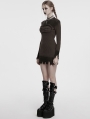 Coffee Gothic Decadent Lunar Eclipse Embroidered Knitted Short Dress