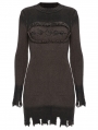 Coffee Gothic Decadent Lunar Eclipse Embroidered Knitted Short Dress