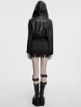 Black Gothic Punk Lapel Hooded Leather Jacket for Women