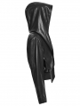 Black Gothic Punk Lapel Hooded Leather Jacket for Women