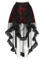 Black and Red Gothic Mesh Plaid Ruffled High-Low Skirt