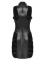 Black Gothic Crescent Embroidered Striped Plush Sleeveless Dress