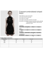 Black Gothic Crescent Embroidered Striped Plush Sleeveless Dress