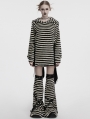 Black and White Gothic Striped Bunny Ear Hoodie Dress