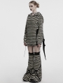 Black and White Gothic Striped Bunny Ear Hoodie Dress