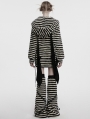 Black and White Gothic Striped Bunny Ear Hoodie Dress