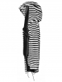 Black and White Gothic Striped Bunny Ear Hoodie Dress