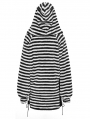 Black and White Gothic Striped Bunny Ear Hoodie Dress
