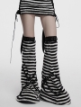 Black and White Gothic Striped Plush Leg Warmers