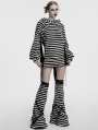 Black and White Gothic Striped Plush Leg Warmers