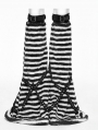 Black and White Gothic Striped Plush Leg Warmers