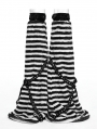 Black and White Gothic Striped Plush Leg Warmers