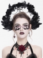 Black Gothic Cross Flower Feathered Headband