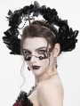 Black Gothic Cross Flower Feathered Headband