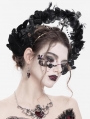 Black Gothic Cross Flower Feathered Headband