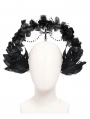 Black Gothic Cross Flower Feathered Headband
