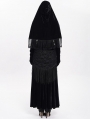 Black Gothic Flower Fringed Velvet Hooded Cloak for Women