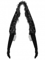 Black Gothic Flower Fringed Velvet Hooded Cloak for Women