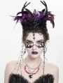 Black and Purple Gothic Feather Beaded Crown Headdress
