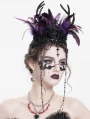 Black and Purple Gothic Feather Beaded Crown Headdress