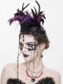 Black and Purple Gothic Feather Beaded Crown Headdress