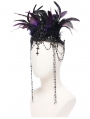 Black and Purple Gothic Feather Beaded Crown Headdress