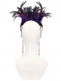 Black and Purple Gothic Feather Beaded Crown Headdress
