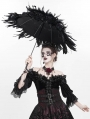 Black Gothic Vintage Ruched Feather Umbrella